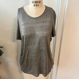 BURBERRY  Silver Slouch T--Shirt  With Military Epilate Design in the front Size